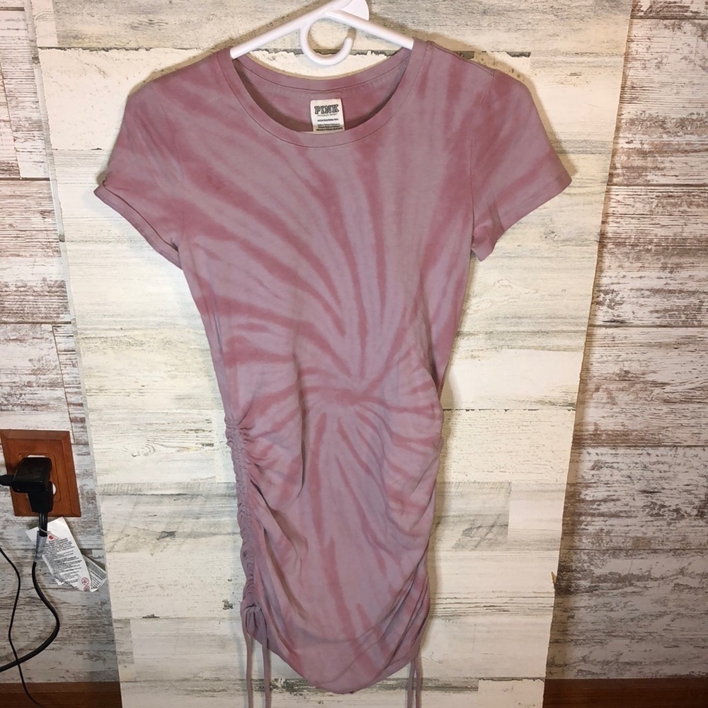 Victoria's Secret PINK Beach Terry Adjustable Ruched Side Dress Tie Dye size XS﻿ - Picture 2 of 6